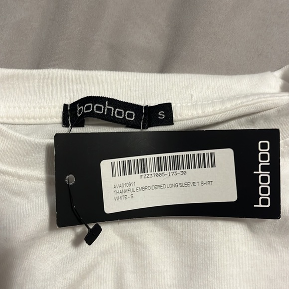 WOMENS Thankful Embroidered Long Sleeve T-Shirt WHITE. Size S. - Picture 4 of 4